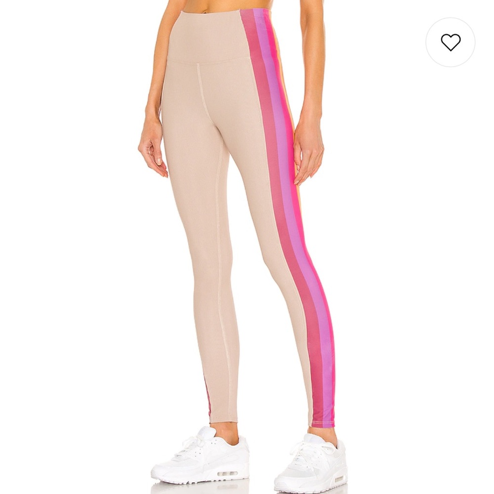 Beach riot Megan leggings in taupe sunset stripe
